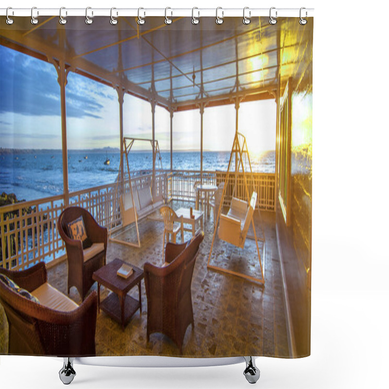 Personality  Beach House Terrace Lounge At Sunset  Shower Curtains