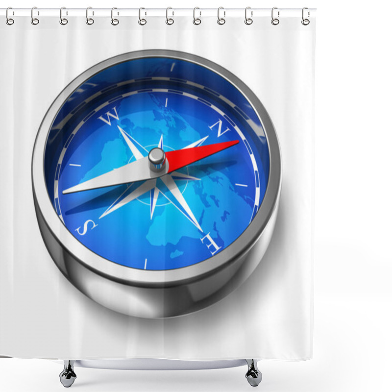 Personality  Blue Metal Compass Shower Curtains