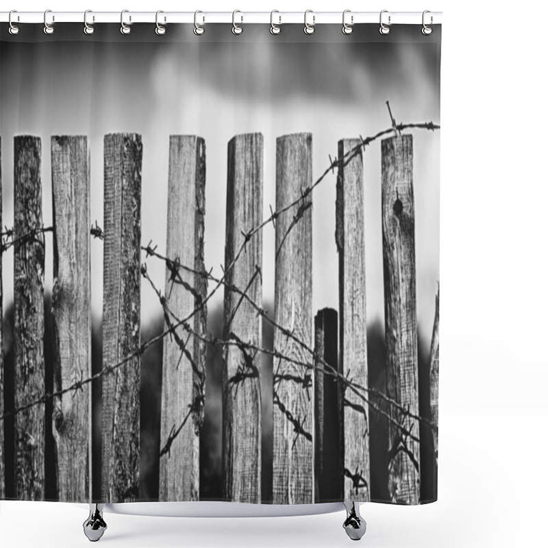 Personality  Fence With Barbed Wire Shower Curtains