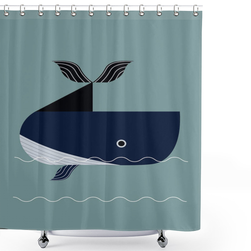 Personality  Whale On A Blue Background. Shower Curtains