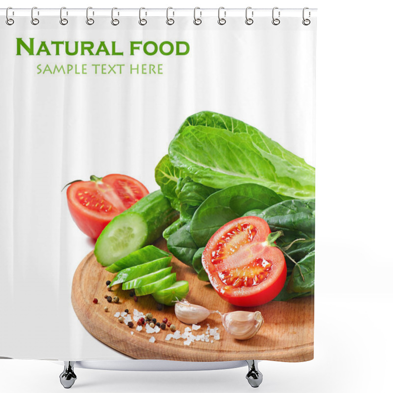 Personality  Fresh Vegetables On The White With Space For Text Shower Curtains