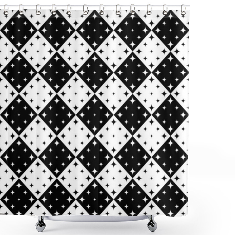 Personality  Abstract Monochrome Seamless Star Pattern Background Design Shower Curtains