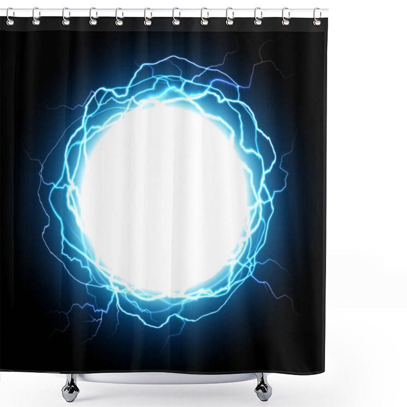 Personality  Energy Sphere. Electric Plasma Ball, Explosion Lightnings And Electrical Power Vector Illustration Shower Curtains