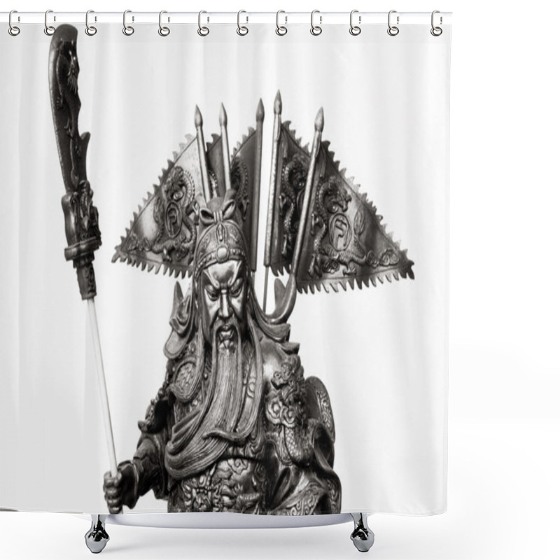 Personality  Statuette Of Guan Yu Shower Curtains