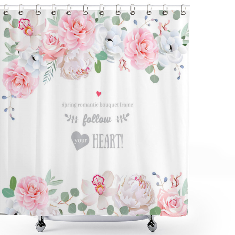 Personality  Beautiful Wedding Vector Design Frame With Flowers Shower Curtains