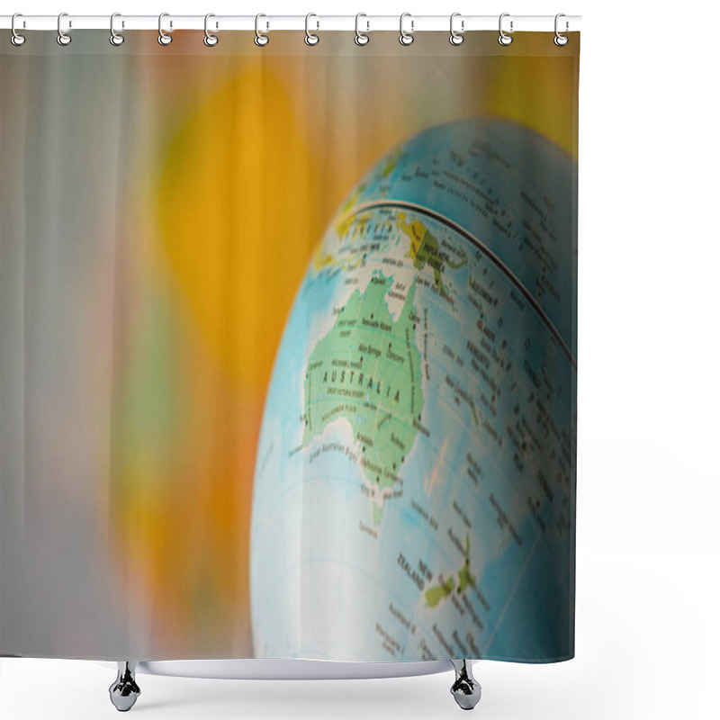 Personality  Australia Map On A Globe With Earth Map In The Background. Shower Curtains