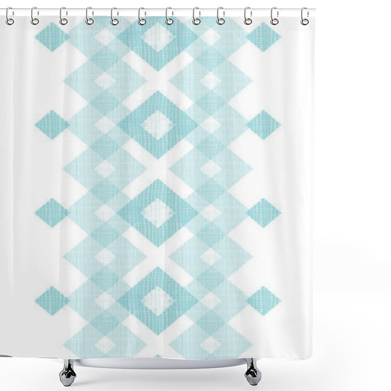 Personality  Pastel Blue Fabric Ikat Diamond Vertical Seamless Pattern Background Shower Curtains