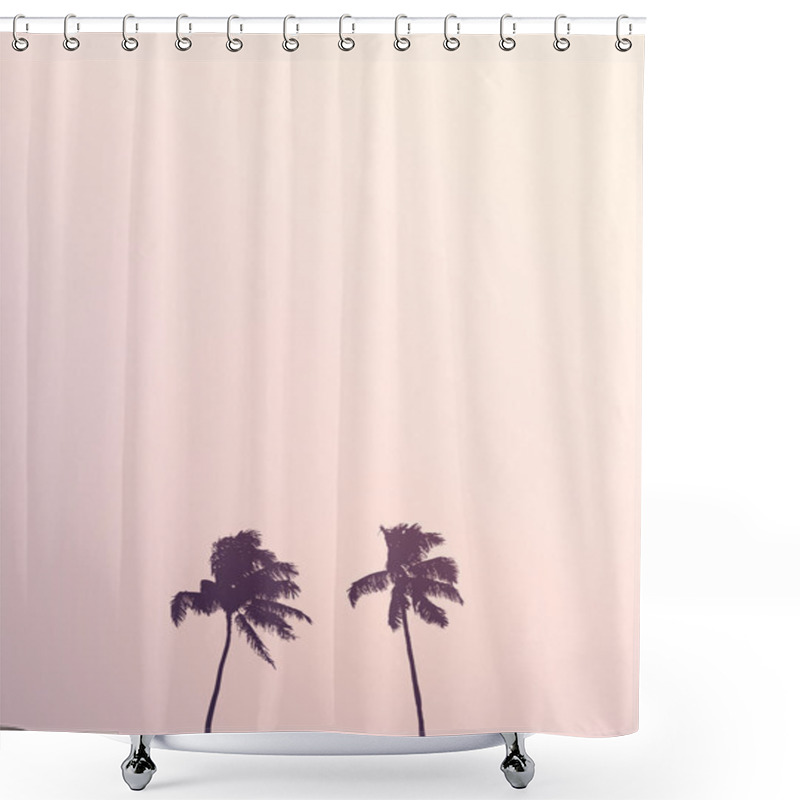 Personality  Twin Retro Palm Tree Silhouettes Shower Curtains