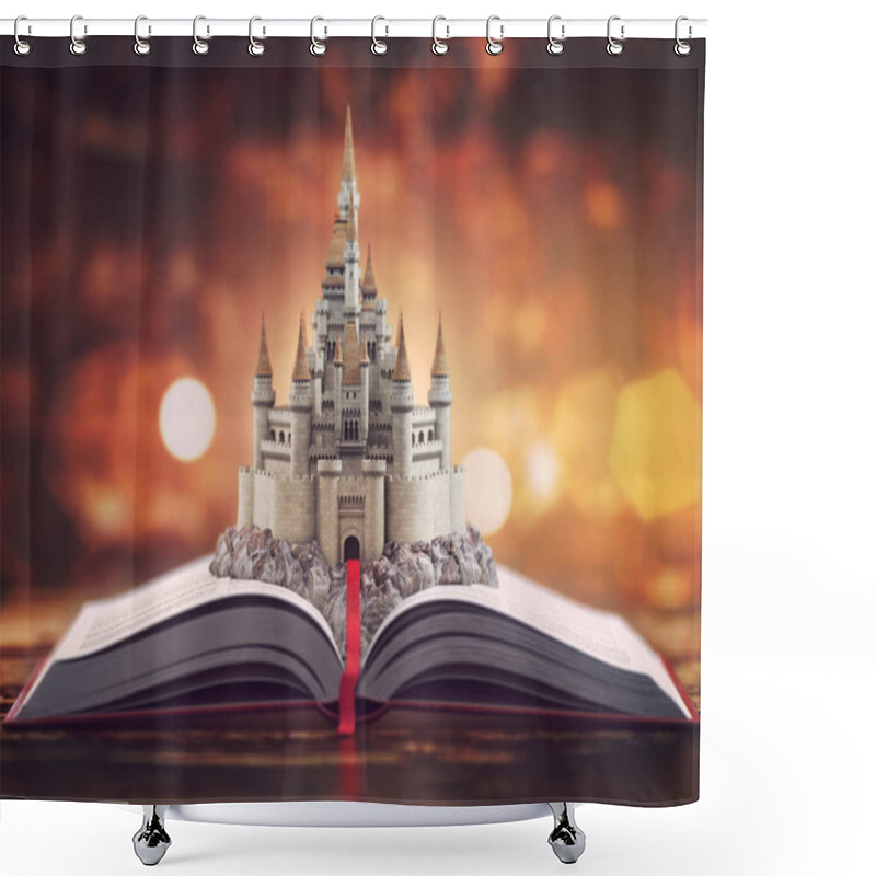 Personality  Open Story Book With Fairy Tale Castle. Shower Curtains