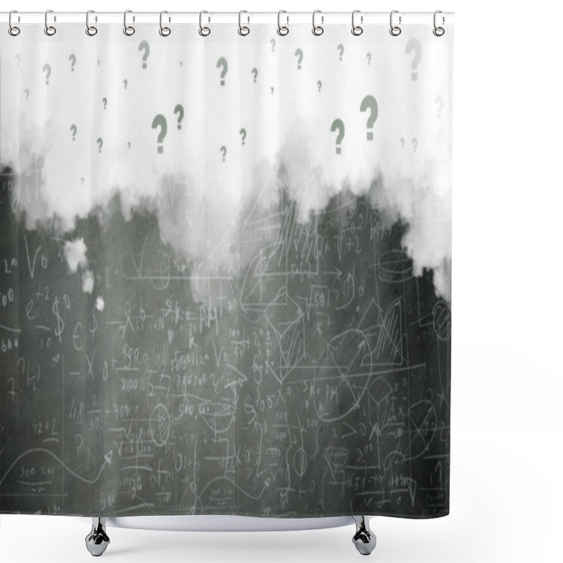 Personality  Background With Sketches And Formulas Shower Curtains