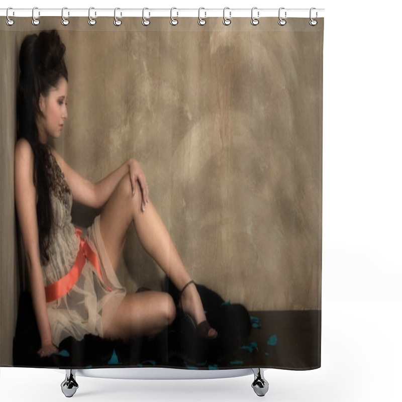 Personality  Portrait Of Woman At Daytime Shower Curtains