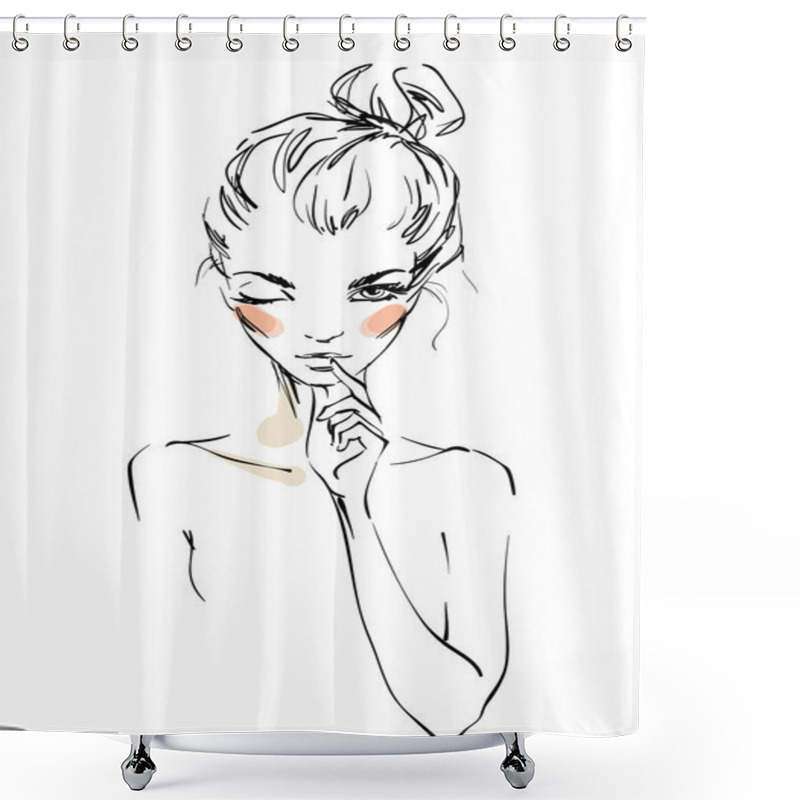 Personality  The Young Thinking Woman Shower Curtains