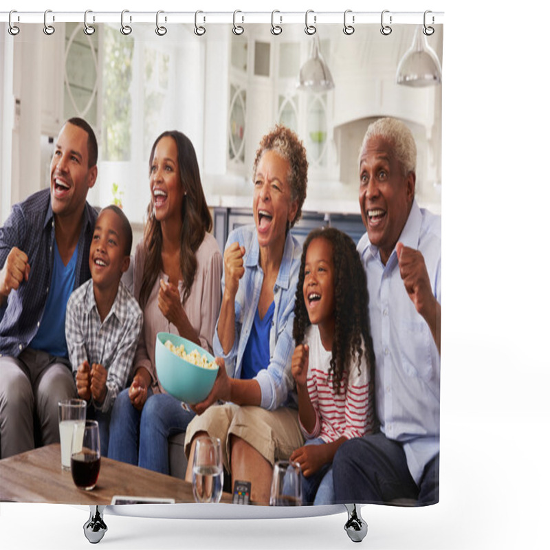 Personality  Family Watching Sport On TV Shower Curtains