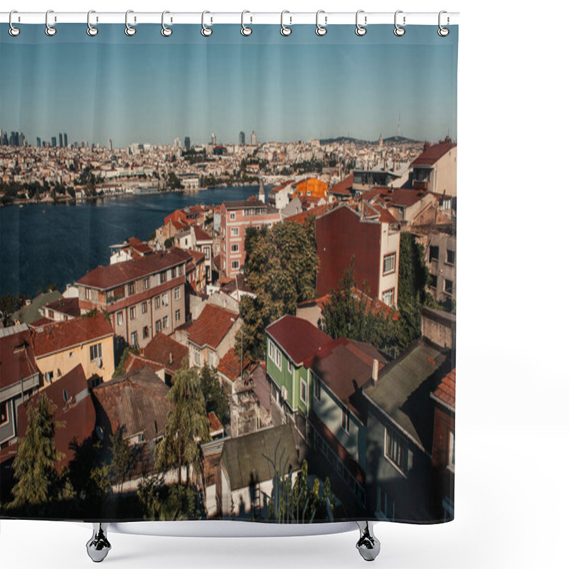 Personality  Aerial View Of Old Houses And Bosphorus Strait  Shower Curtains