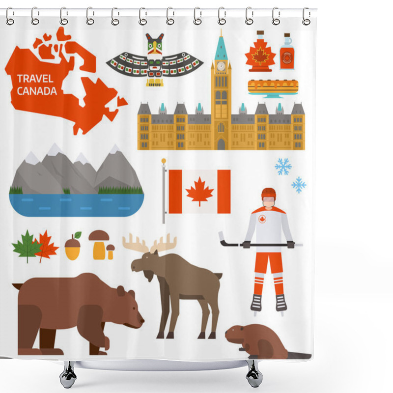 Personality  Canada Symbols Vector Illustration. Shower Curtains