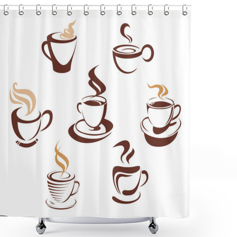 Personality  Coffee And Tea Cups Shower Curtains