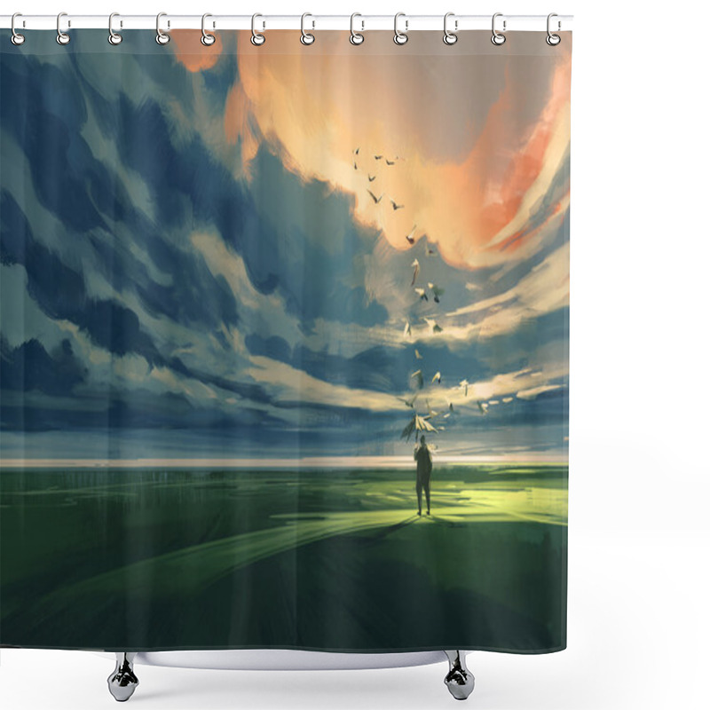 Personality  Alone In The Meadow Shower Curtains