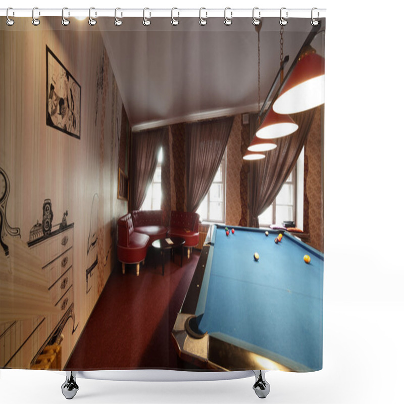 Personality  Interior Of Beautiful And Modern Billiard Shower Curtains