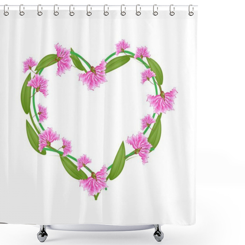 Personality  Pink Crape Myrtle Flowers In A Heart Shape Shower Curtains