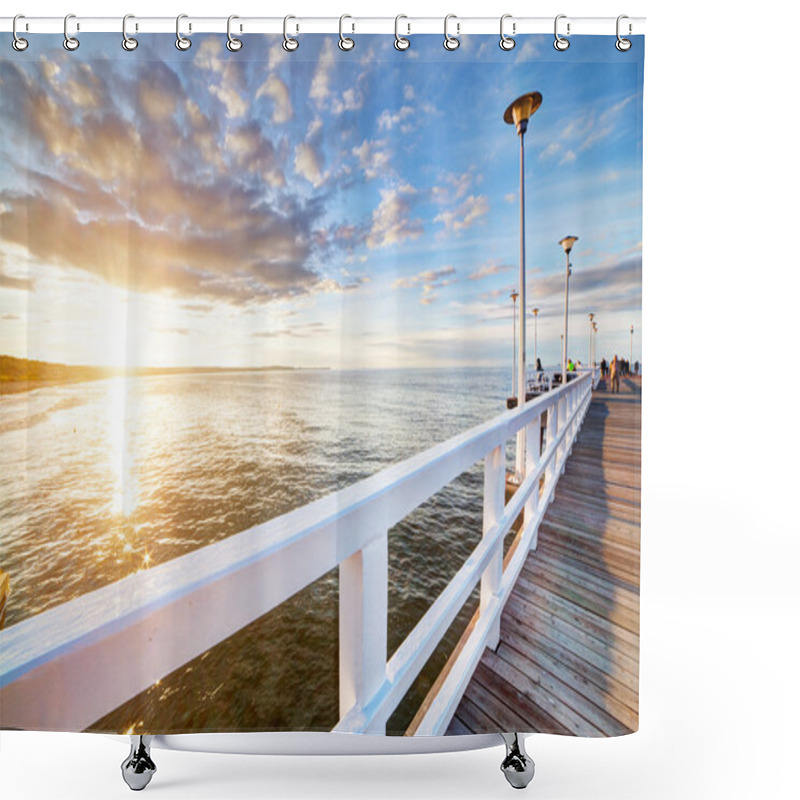 Personality  Retro Pier At Sunset. Gdansk Brzezno Shower Curtains