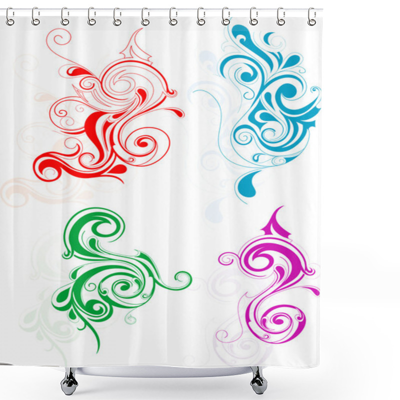 Personality  Decorative Shapes In Tribal Art Style Shower Curtains