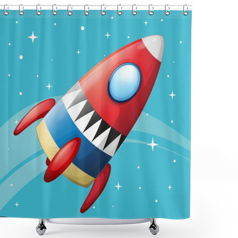 Personality  A Flying Spaceship Shower Curtains