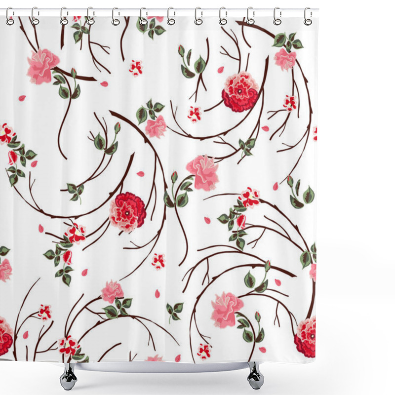 Personality  Background With Flowers And Leaves Shower Curtains