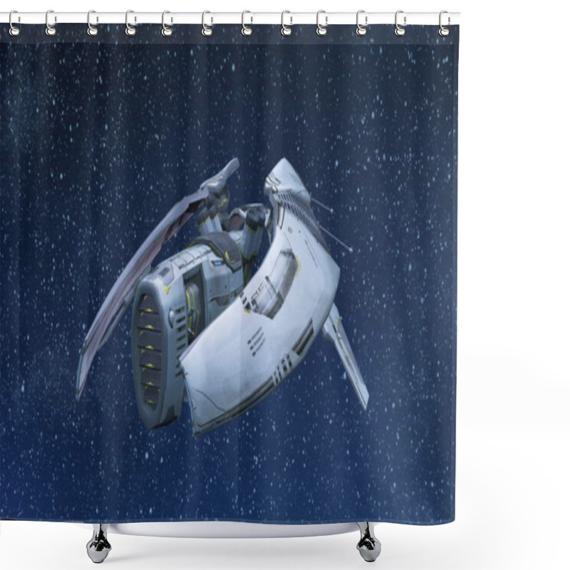 Personality  3D CG Rendering Of Space Ship Shower Curtains