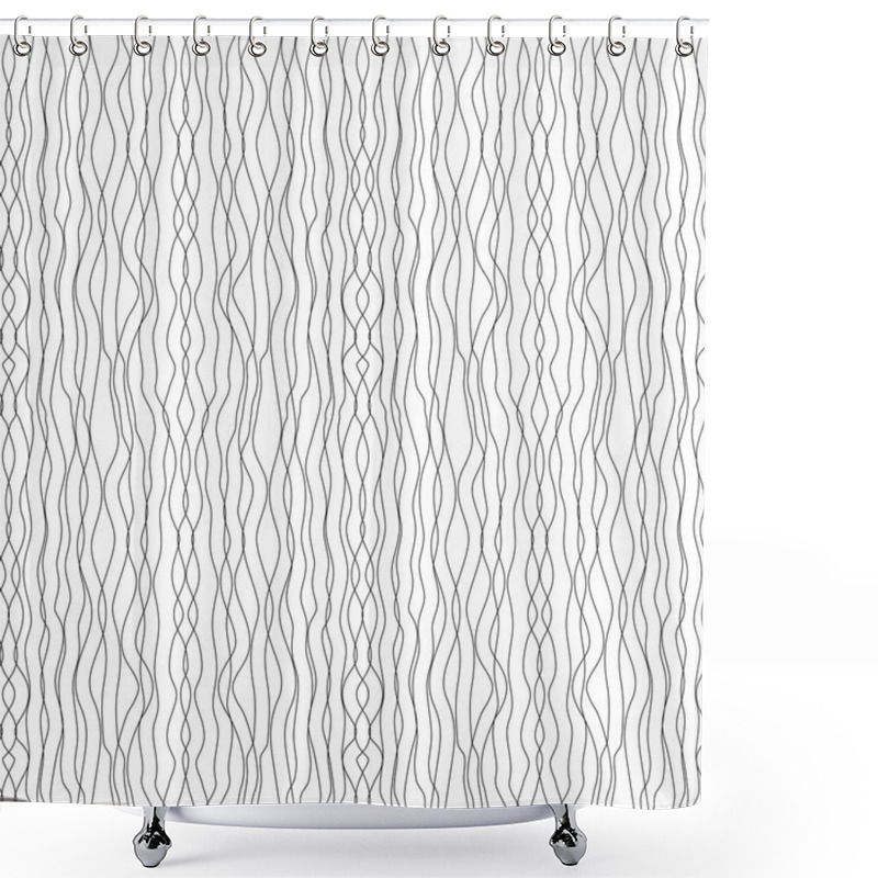 Personality  Abstract Black And White Seamless Pattern Of Wavy Lines On A White Background. Vector Eps 10. Shower Curtains