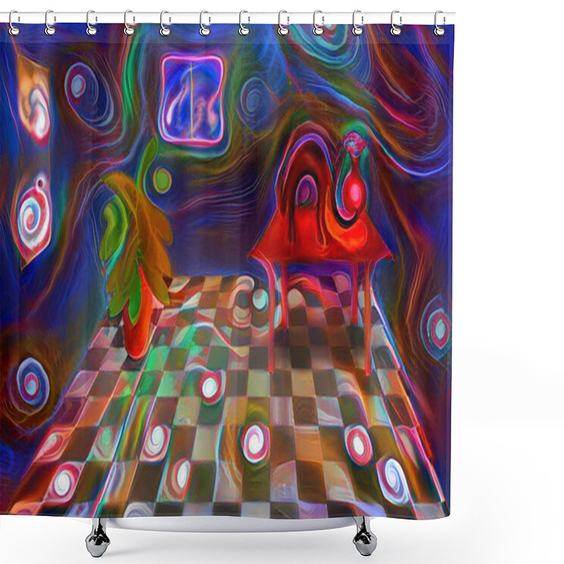 Personality  Modern Digital Abstract. 3D Rendering Shower Curtains