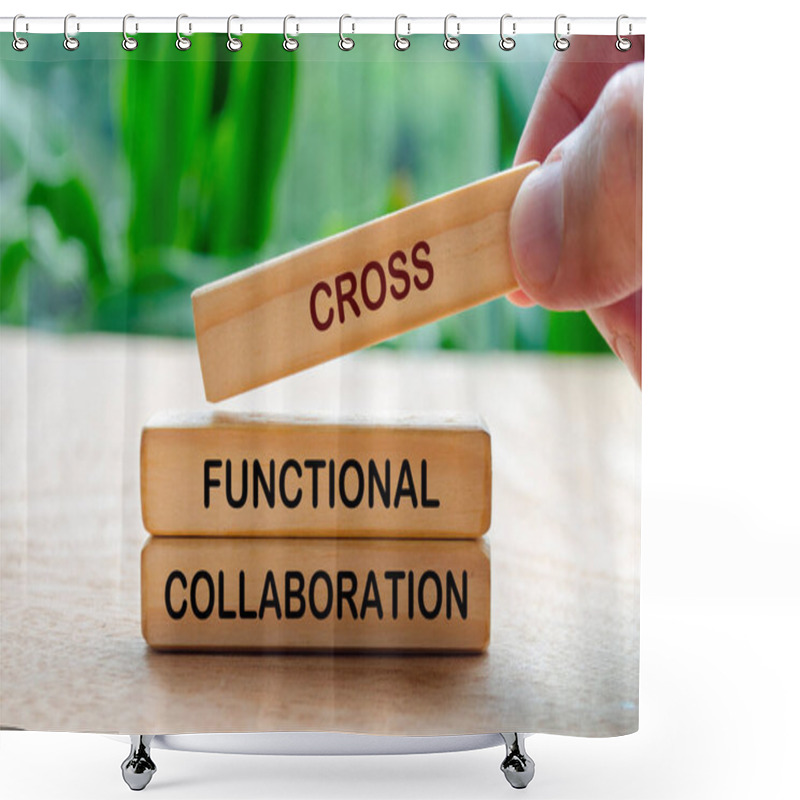 Personality  Cross Functional Collaboration Text On Wooden Blocks. Business Concept. Shower Curtains