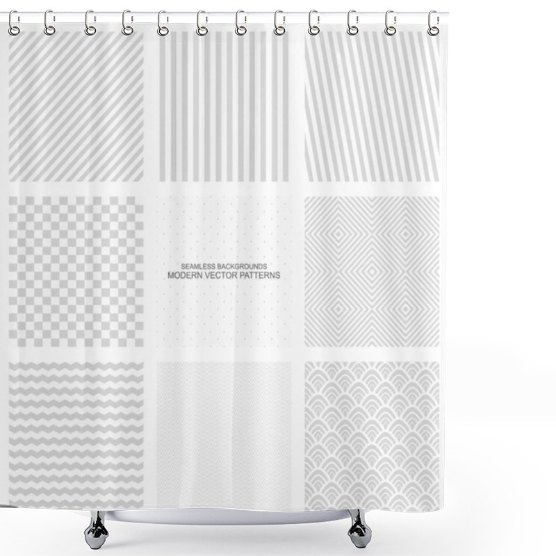 Personality  Gray Texture, Set Of Seamless Vector Patterns Shower Curtains