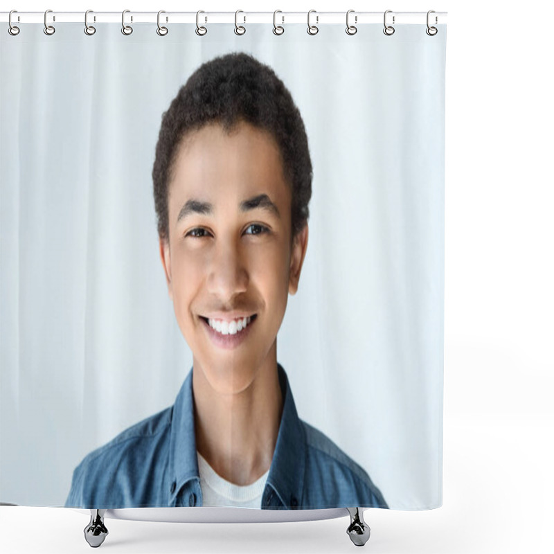 Personality  Smiling African American Teen Boy Shower Curtains