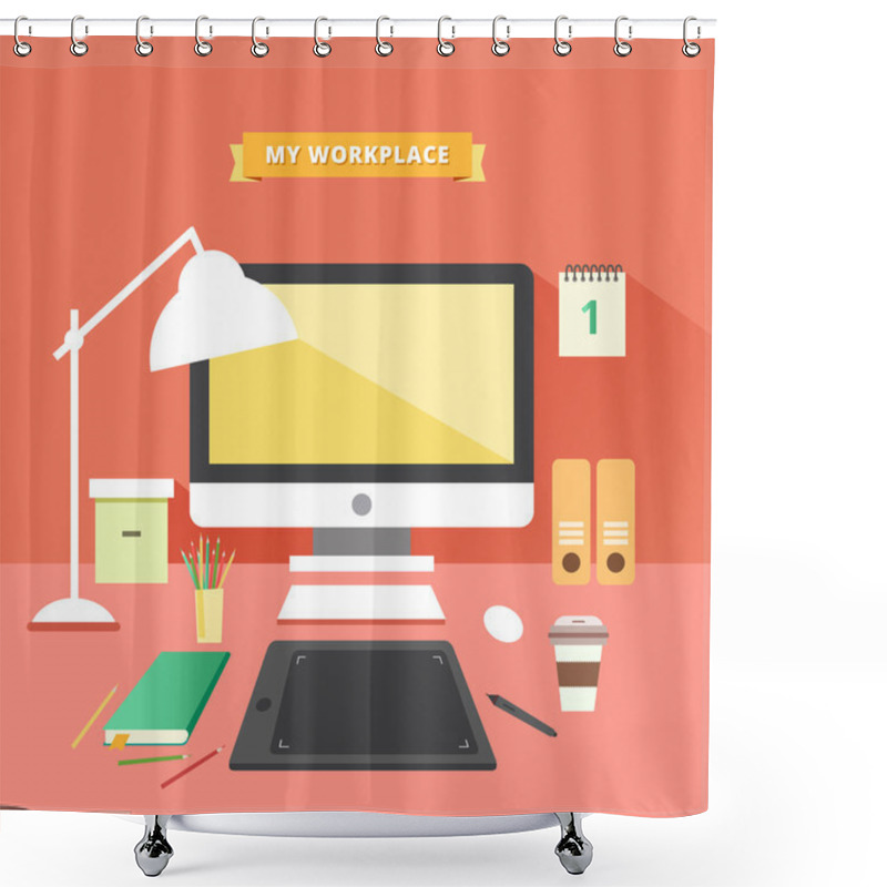 Personality  Freelancer Work Place Concept Shower Curtains