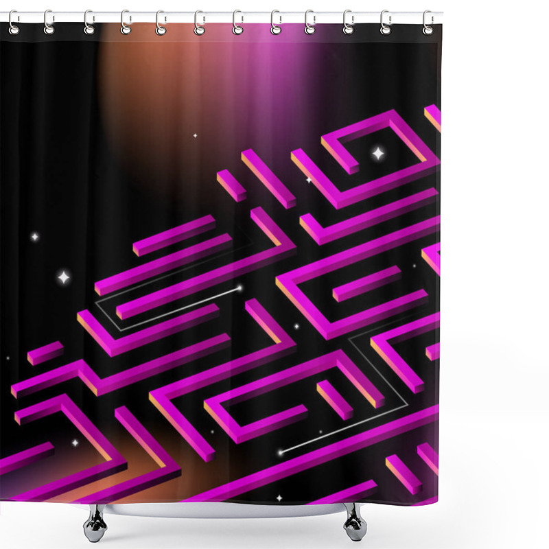 Personality  Pink Maze. Coding, Technology Chip Isometric Illustration. Vector Illustration Shower Curtains