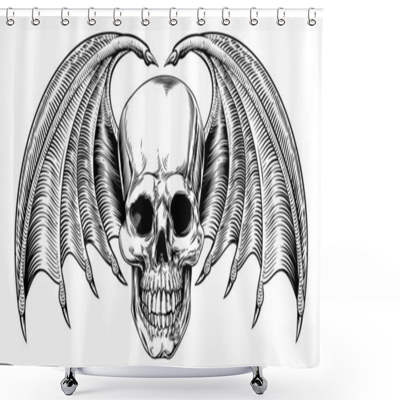 Personality  Winged Skull Grim Reaper Shower Curtains