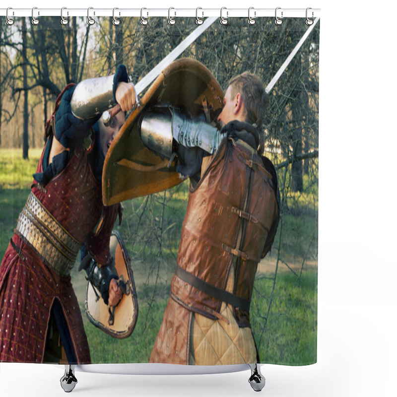 Personality  Two Knights In The Forest Before The Battle Shower Curtains