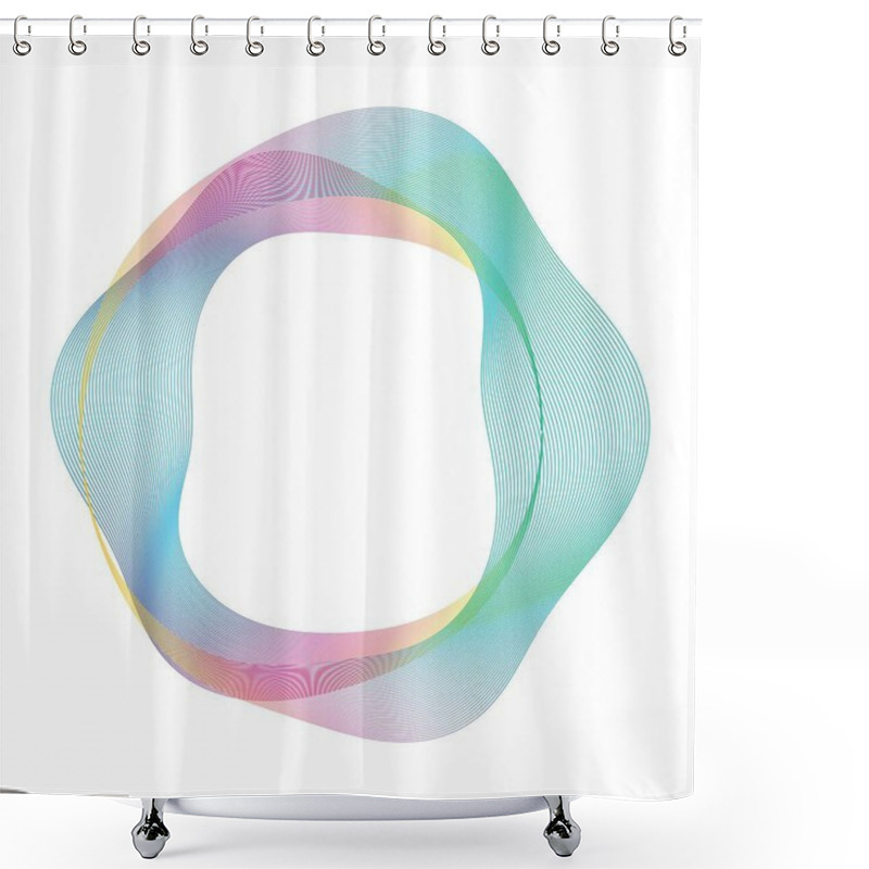 Personality  Abstract Rainbow Circle Wave Frame Background. Vector Illustration. Shower Curtains