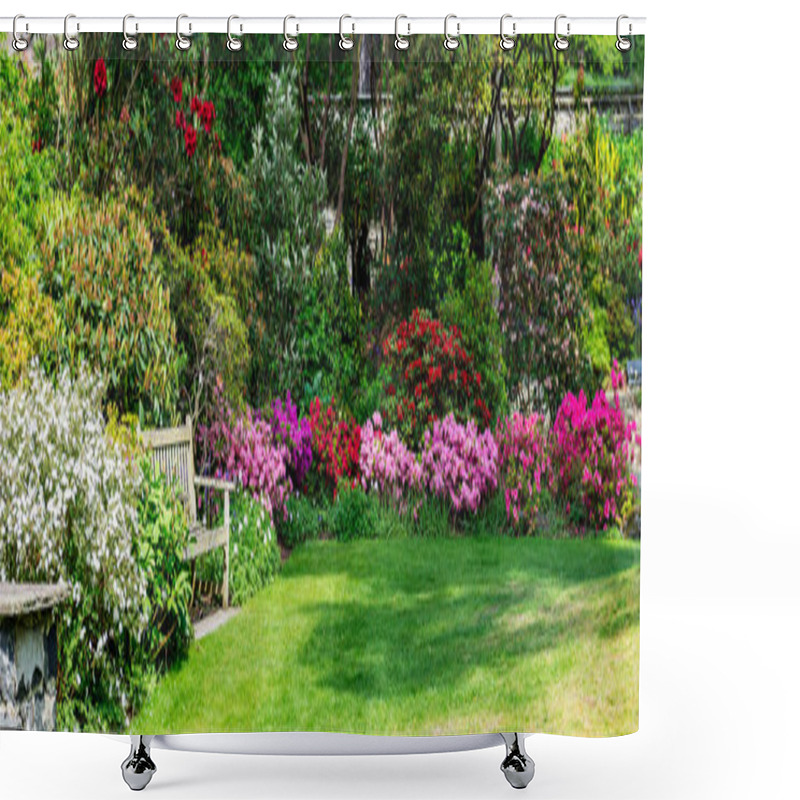 Personality  Beautiful Garden With Blooming Trees During Spring Time Shower Curtains