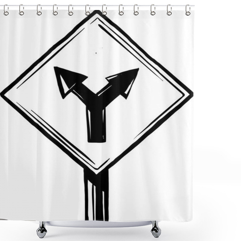 Personality  Y Junction Road Sign Shower Curtains