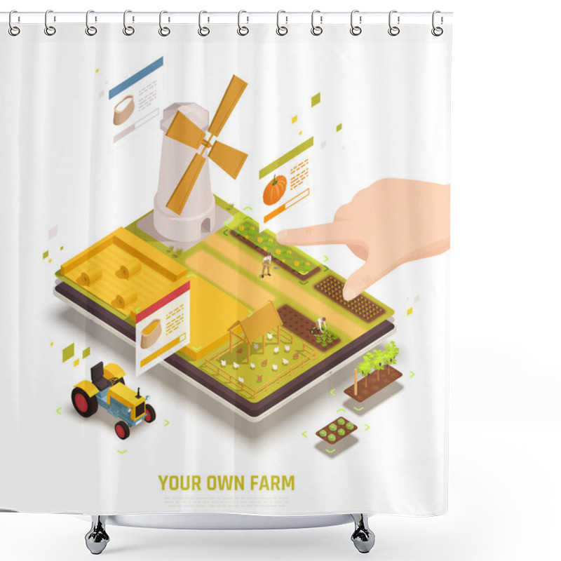 Personality  Mobile Farm Gaming Composition Shower Curtains