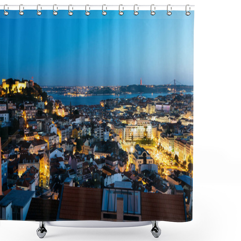 Personality  Elevated View Of Lisbon Skyline.  Shower Curtains