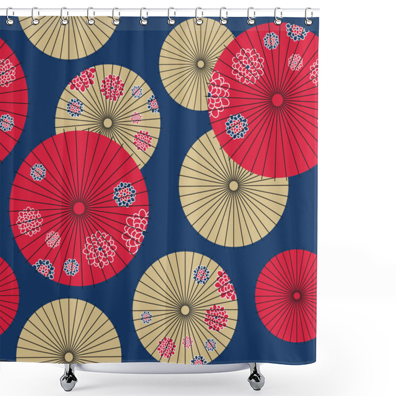 Personality  Japanese Umbrella Seamless Pattern.  Shower Curtains