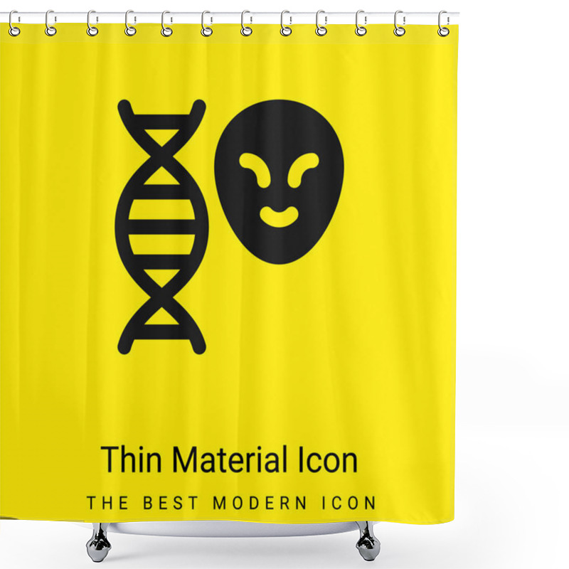 Personality  Alien Minimal Bright Yellow Material Icon Shower Curtains