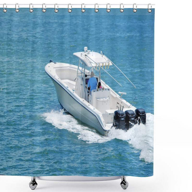 Personality  OOutboard Engine Powered Sport Fishingboat Shower Curtains