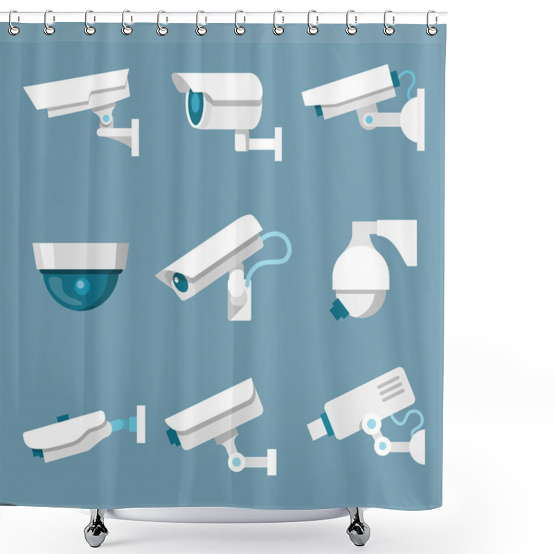 Personality  Security Cameras Icons Set Shower Curtains