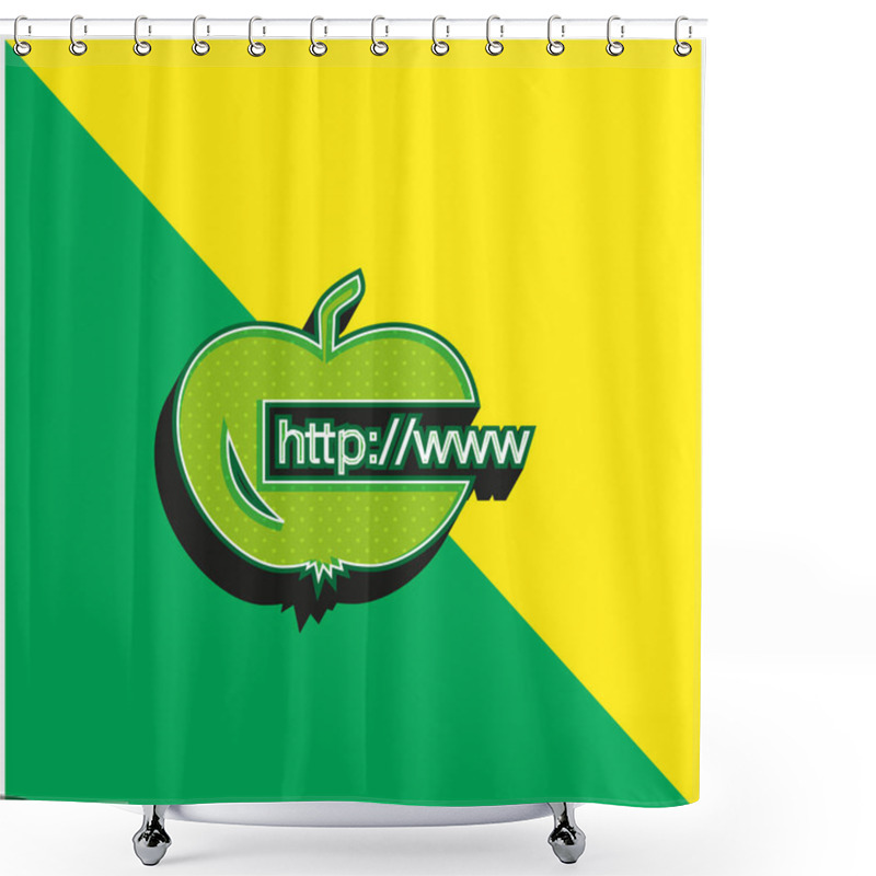 Personality  Apple Link Green And Yellow Modern 3d Vector Icon Logo Shower Curtains