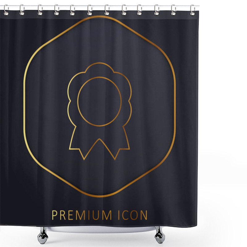 Personality  Award Medal Of Flower Shape With Ribbon Tails Golden Line Premium Logo Or Icon Shower Curtains