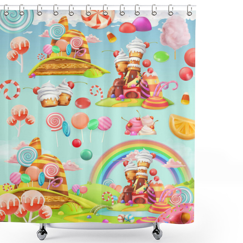 Personality  Sweet Candy Land Shower Curtains