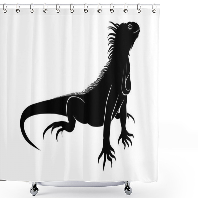 Personality  Icon Iguana. Flat Symbol Iguana. Isolated Black Sign Iguana On White Background. Vector Illustration Shower Curtains